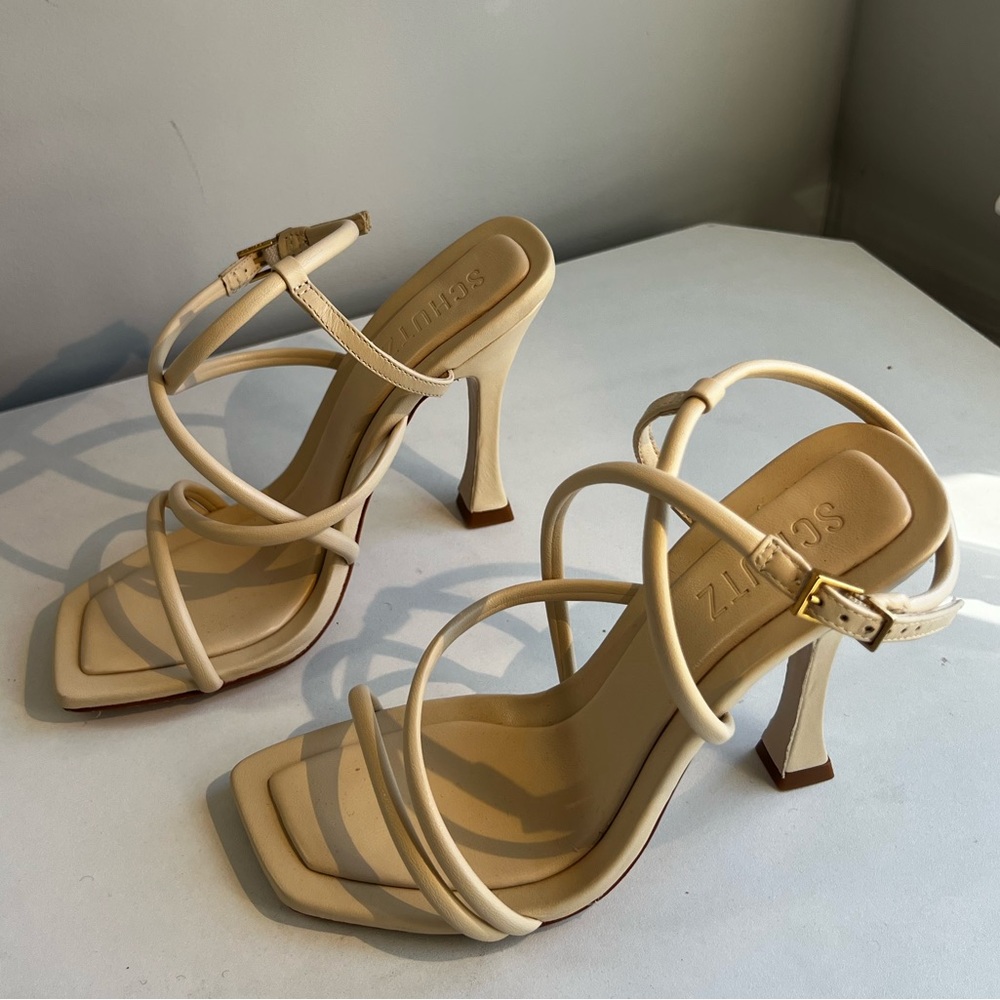 Schutz Lovi Nappa Leather Strappy Wrap Heel Sandals